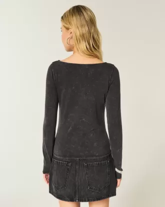 Brooklyn Music Graphic Slash-Neck Top