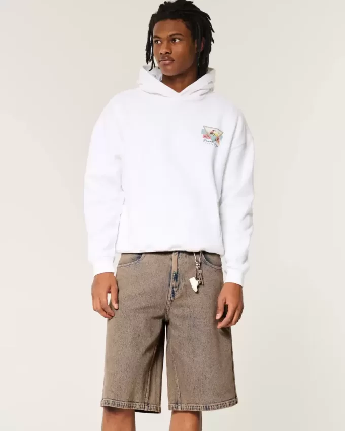 Brown Overdye Super Baggy Denim Shorts