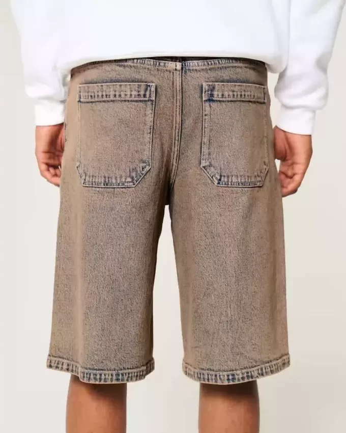 Brown Overdye Super Baggy Denim Shorts