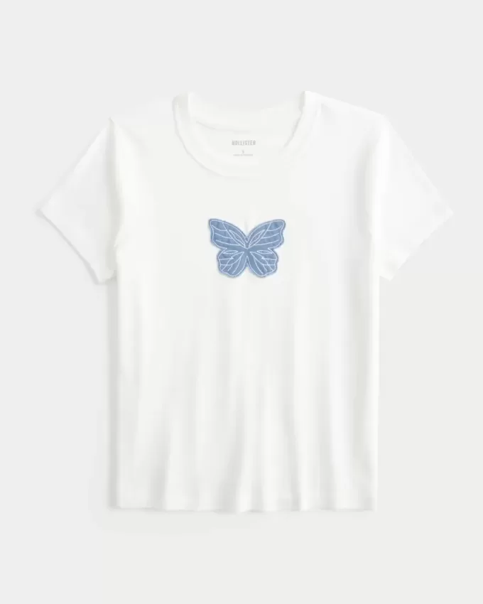 Butterfly Graphic Baby Tee Butterfly Graphic Baby Tee