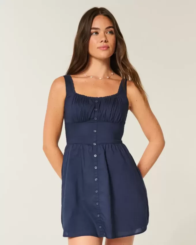 Button-Front Mini Dress Button-Front Mini Dress
