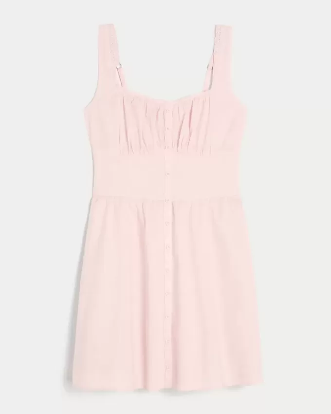 Button-Front Mini Dress