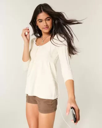 Cable-Knit Babydoll Sweater