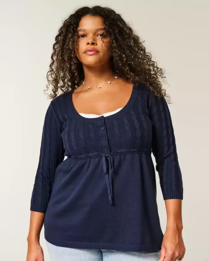 Cable-Knit Babydoll Sweater Cable-Knit Babydoll Sweater