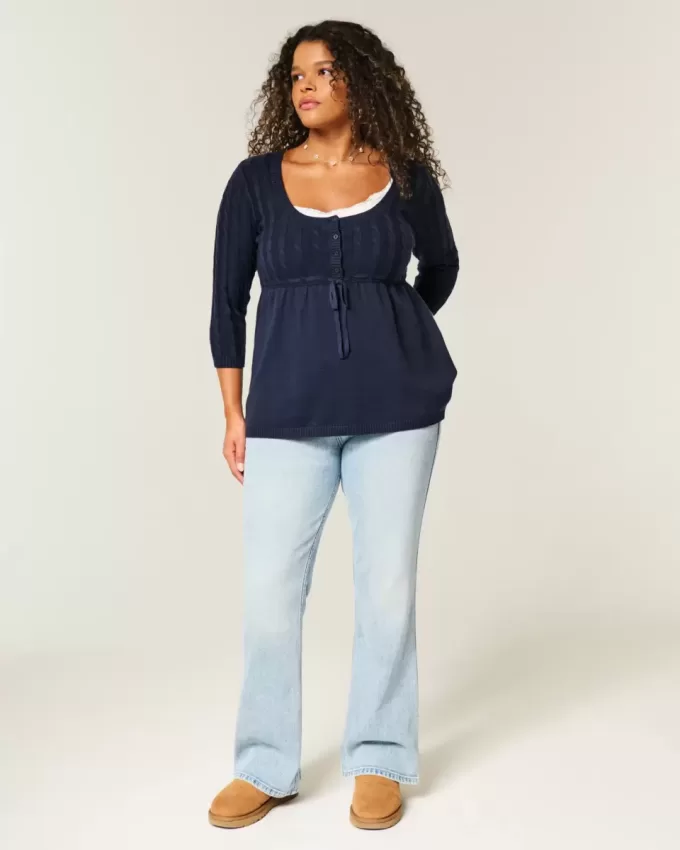 Cable-Knit Babydoll Sweater Cable-Knit Babydoll Sweater