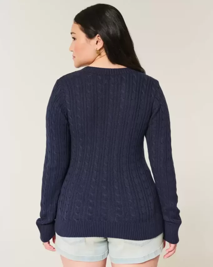 Cable-Knit Bow Crew Sweater Cable-Knit Bow Crew Sweater