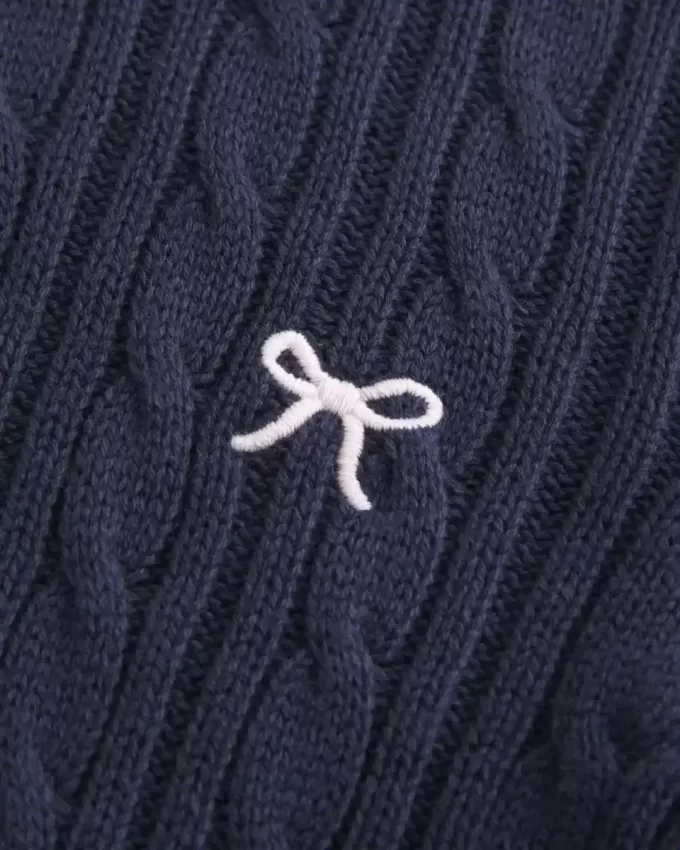 Cable-Knit Bow Crew Sweater Cable-Knit Bow Crew Sweater