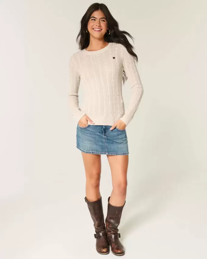 Cable-Knit Heart Crew Sweater Cable-Knit Heart Crew Sweater