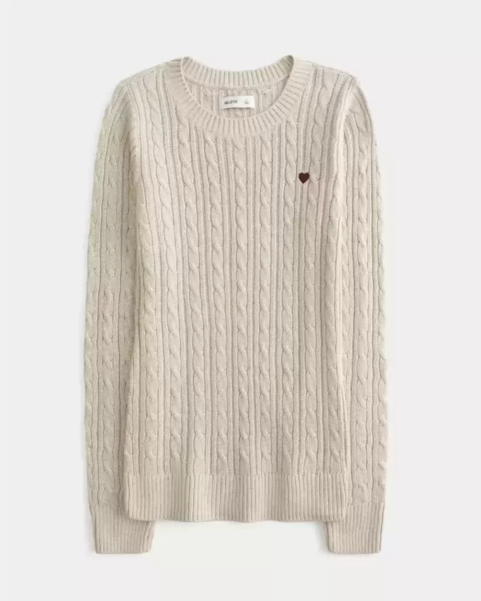 Cable-Knit Heart Crew Sweater Cable-Knit Heart Crew Sweater