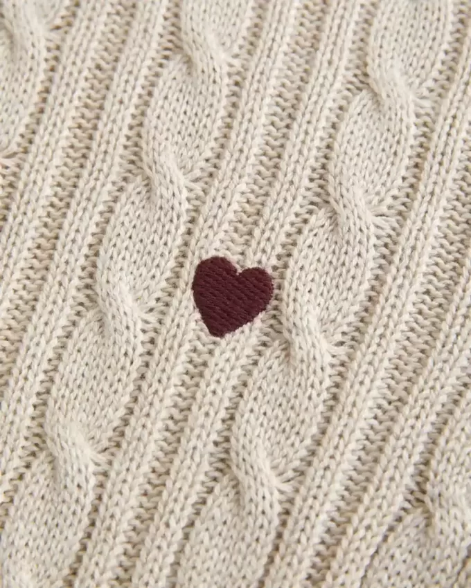 Cable-Knit Heart Crew Sweater Cable-Knit Heart Crew Sweater