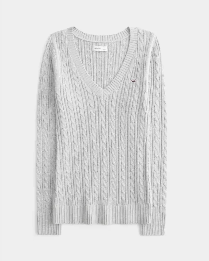 Cable-Knit Icon V-Neck Sweater