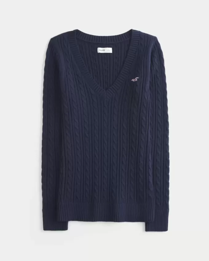 Cable-Knit Icon V-Neck Sweater