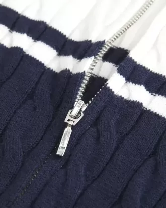 Cable-Knit Mock-Neck Zip-Up Sweater