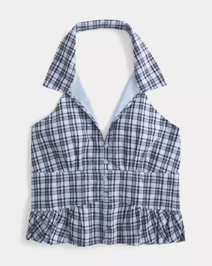 Collared Halter Blouse Collared Halter Blouse