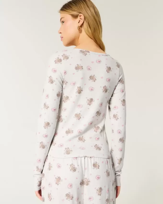 Cozy Bear Pattern Pajama Top