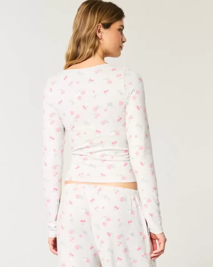 Cozy Berry Pattern Pajama Top Cozy Berry Pattern Pajama Top