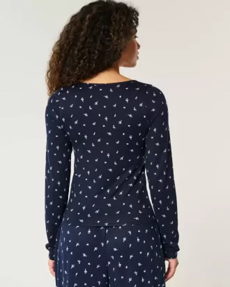 Cozy Floral Pattern Pajama Top