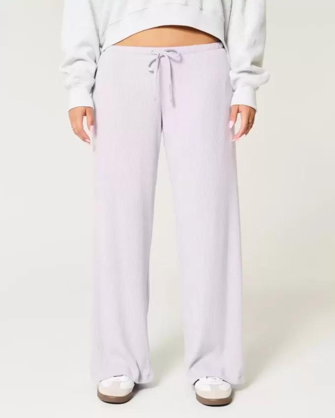 Cozy Ribbed Drawstring Baggy Pants
