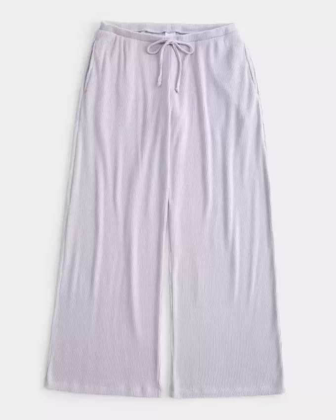 Cozy Ribbed Drawstring Baggy Pants