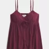 Crinkle Shine Flyaway Babydoll Top