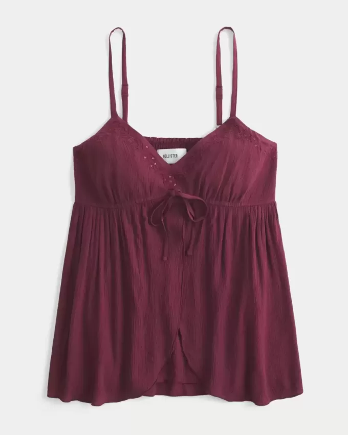 Crinkle Shine Flyaway Babydoll Top
