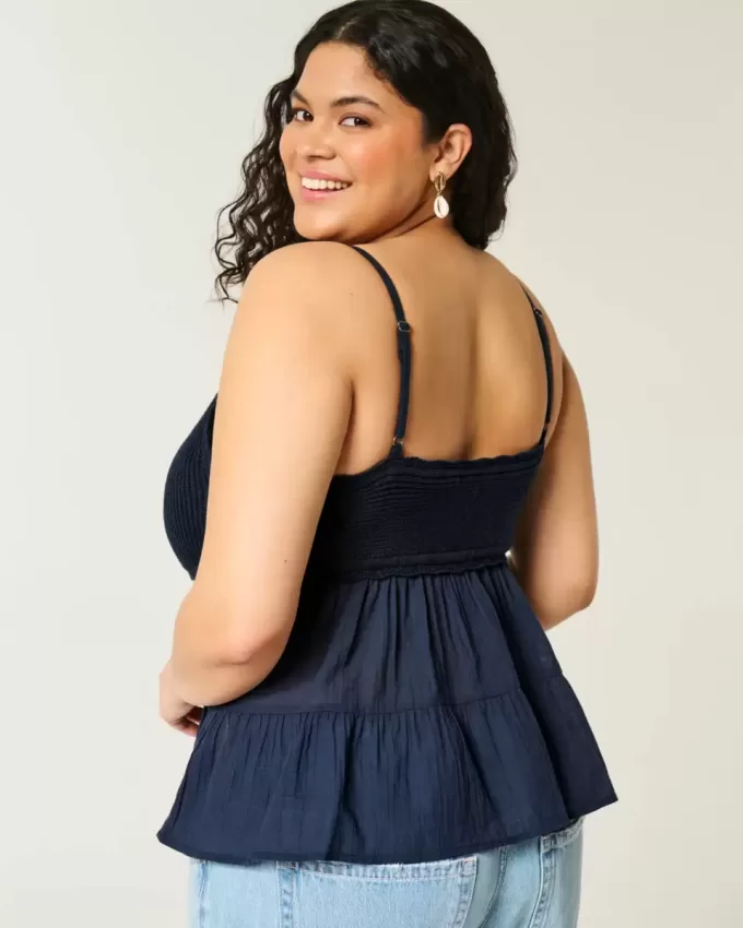 Crochet-Style Fabric Mix Top Crochet-Style Fabric Mix Top