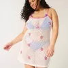Crochet-Style Floral-Embroidered Cover Up Dress Crochet-Style Floral-Embroidered Cover Up Dress