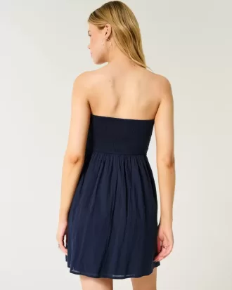 Crochet-Style Mix Strapless Mini Dress