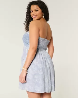 Crochet-Style Mix Strapless Mini Dress