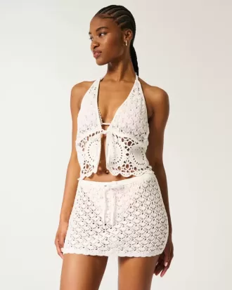 Crochet-Style Pull-On Cover Up Skirt