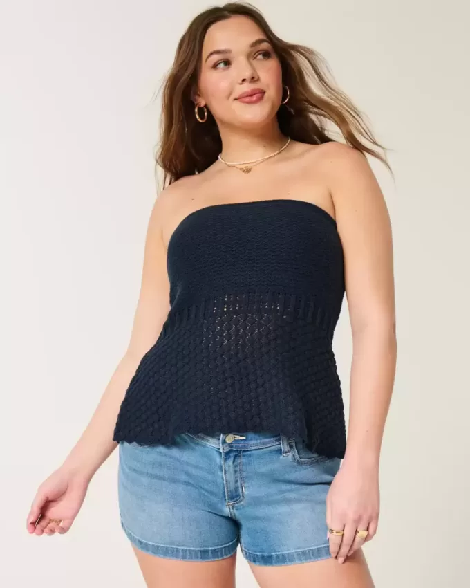 Crochet-Style Sweater Tube Top