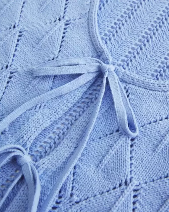 Crochet-Style Tie-Front Textured Sweater Crochet-Style Tie-Front Textured Sweater