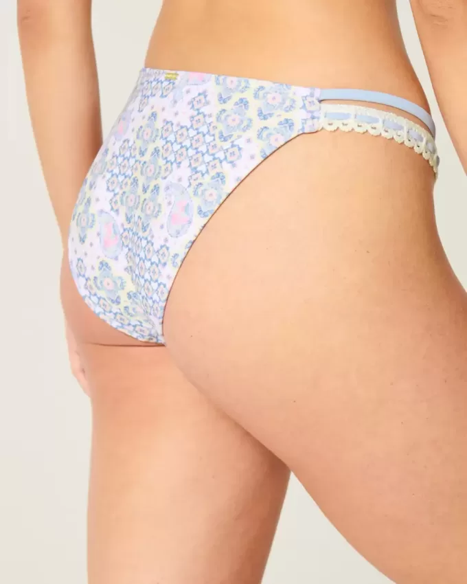 Crochet-Style Trim Double-Strap Cheeky Bikini Bottom