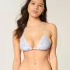 Crochet-Style Trim Halter Triangle Bikini Top