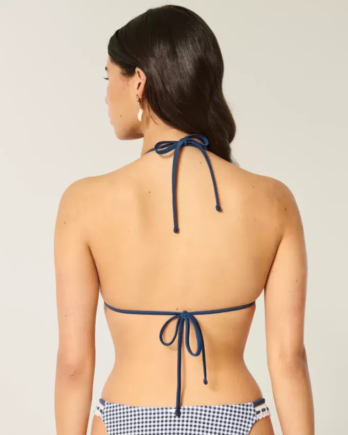 Crochet-Style Trim Halter Triangle Bikini Top Crochet-Style Trim Halter Triangle Bikini Top