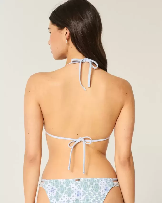 Crochet-Style Trim Halter Triangle Bikini Top Crochet-Style Trim Halter Triangle Bikini Top