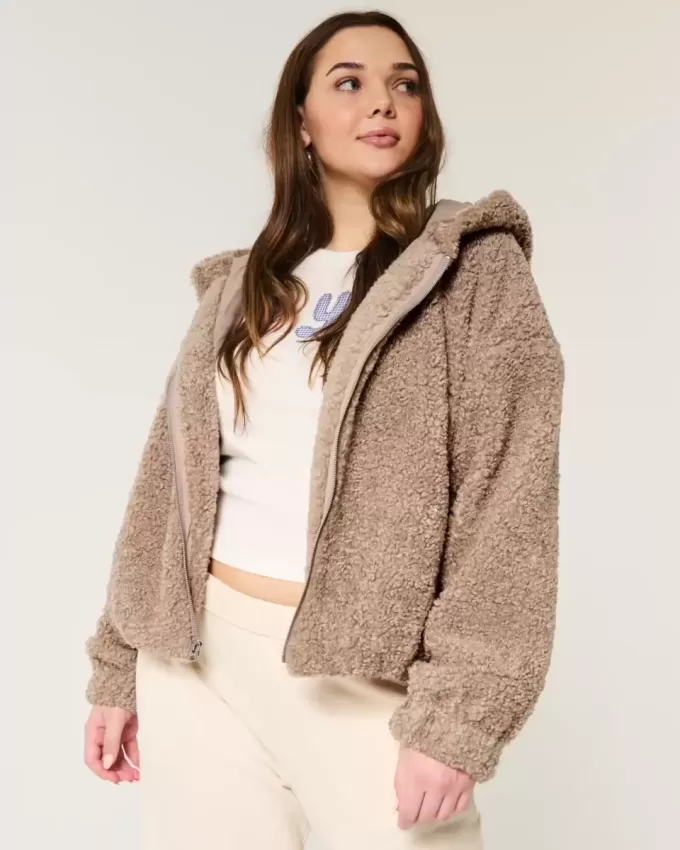 Curly Faux Fur Zip-Up Jacket Curly Faux Fur Zip-Up Jacket