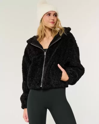 Curly Faux Fur Zip-Up Jacket Curly Faux Fur Zip-Up Jacket