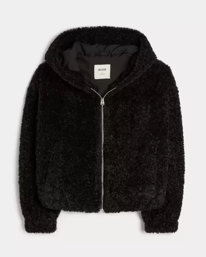 Curly Faux Fur Zip-Up Jacket Curly Faux Fur Zip-Up Jacket