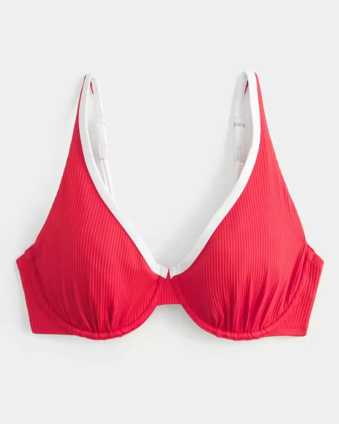 Curvy High Apex Ribbed Underwire Bikini Top