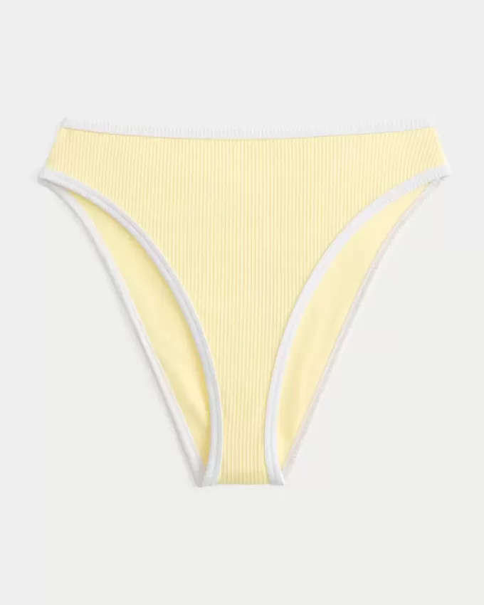 Curvy High-Leg High-Waist Ribbed Cheeky Bikini Bottom
