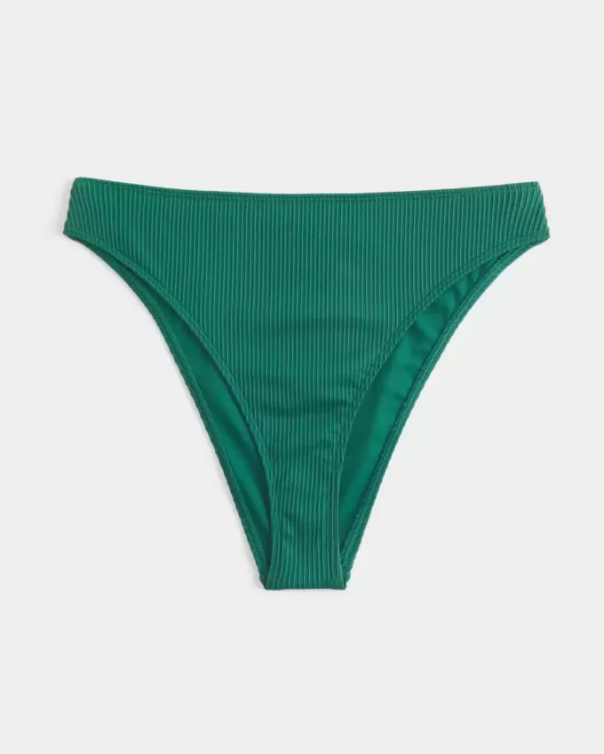 Curvy High-Leg High-Waist Ribbed Cheeky Bikini Bottom