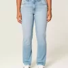 Curvy High-Rise Distressed Light Wash Straight Jeans
