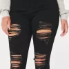 Curvy High-Rise Ripped Black Super Skinny Jeans