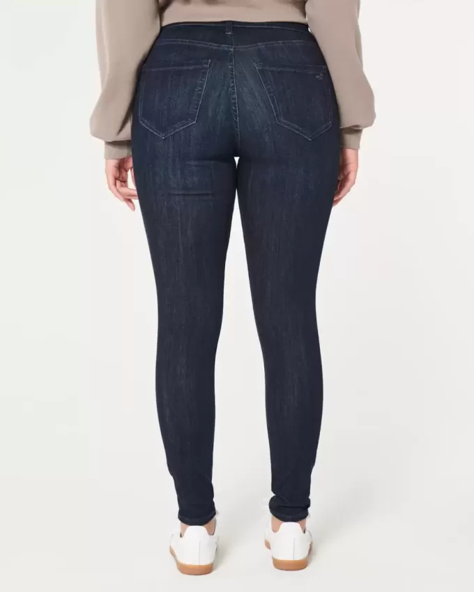 Curvy High-Rise Ripped Dark Wash Jean Leggings
