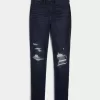 Curvy High-Rise Ripped Dark Wash Jean Leggings
