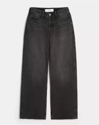 Curvy High-Rise Washed Black Baggy Jeans