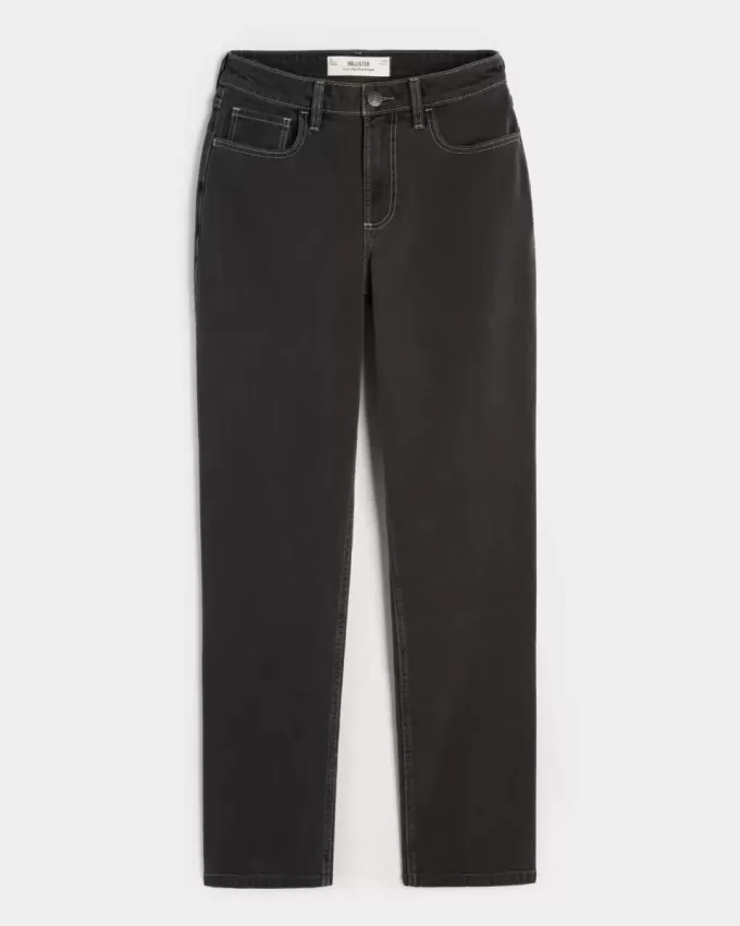 Curvy High-Rise Washed Black Straight Jeans Curvy High-Rise Washed Black Straight Jeans
