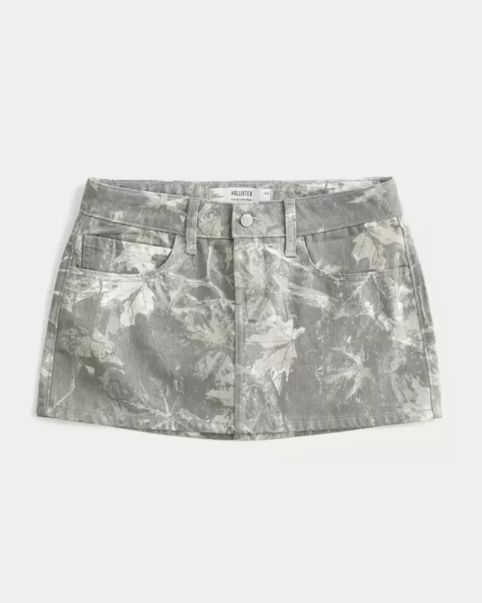 Curvy Low-Rise Camo Denim Mini Skort