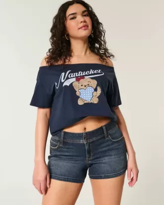 Curvy Low-Rise Dark Wash Denim Shortie Shorts